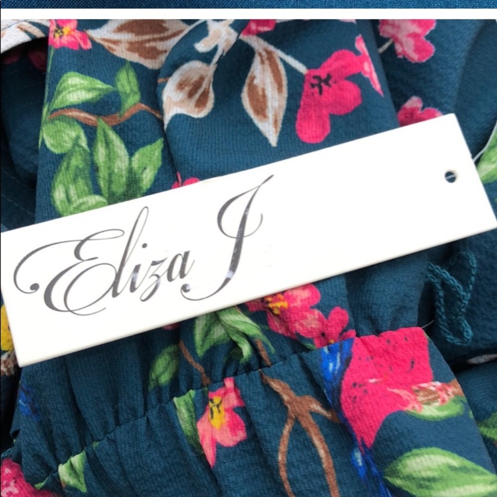 Teal Floral Dress - Picture 7 of 8